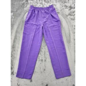 NEW Vintage Graver Studio Pants Womens L Purple Pull On Straight Leg Casual